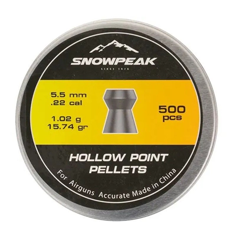 Copillas Snowpeak punta hueca  5.5mm .22 cal 500 piezas