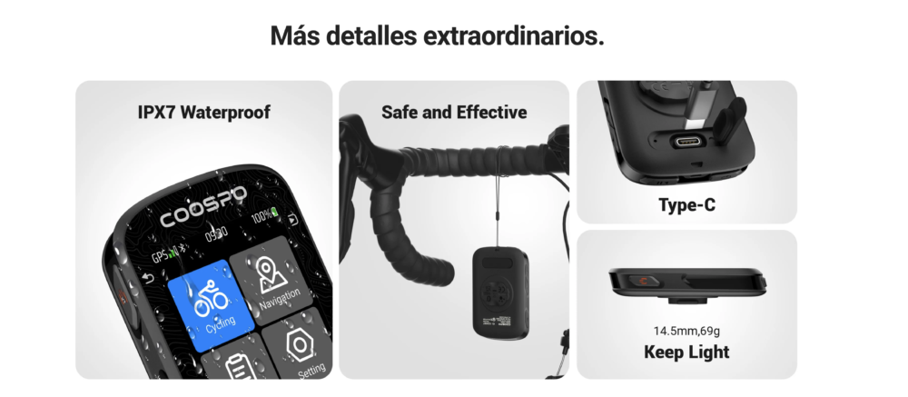 Ciclocomputador Coospo GPS Realroad CS600