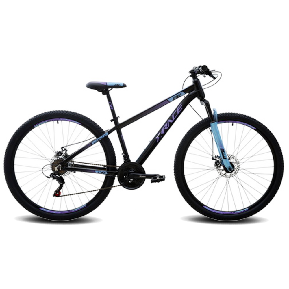Bicicleta MTB Xrace One 7V Frenos Mecánicos H. Suspensión 29er (Negra/Morada)