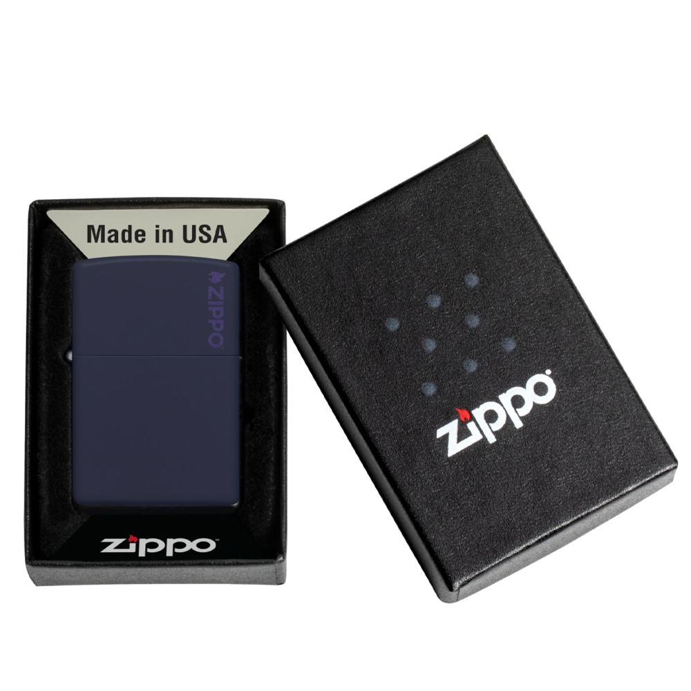 Encendedor Zippo Logotipo clásico azul marino mate