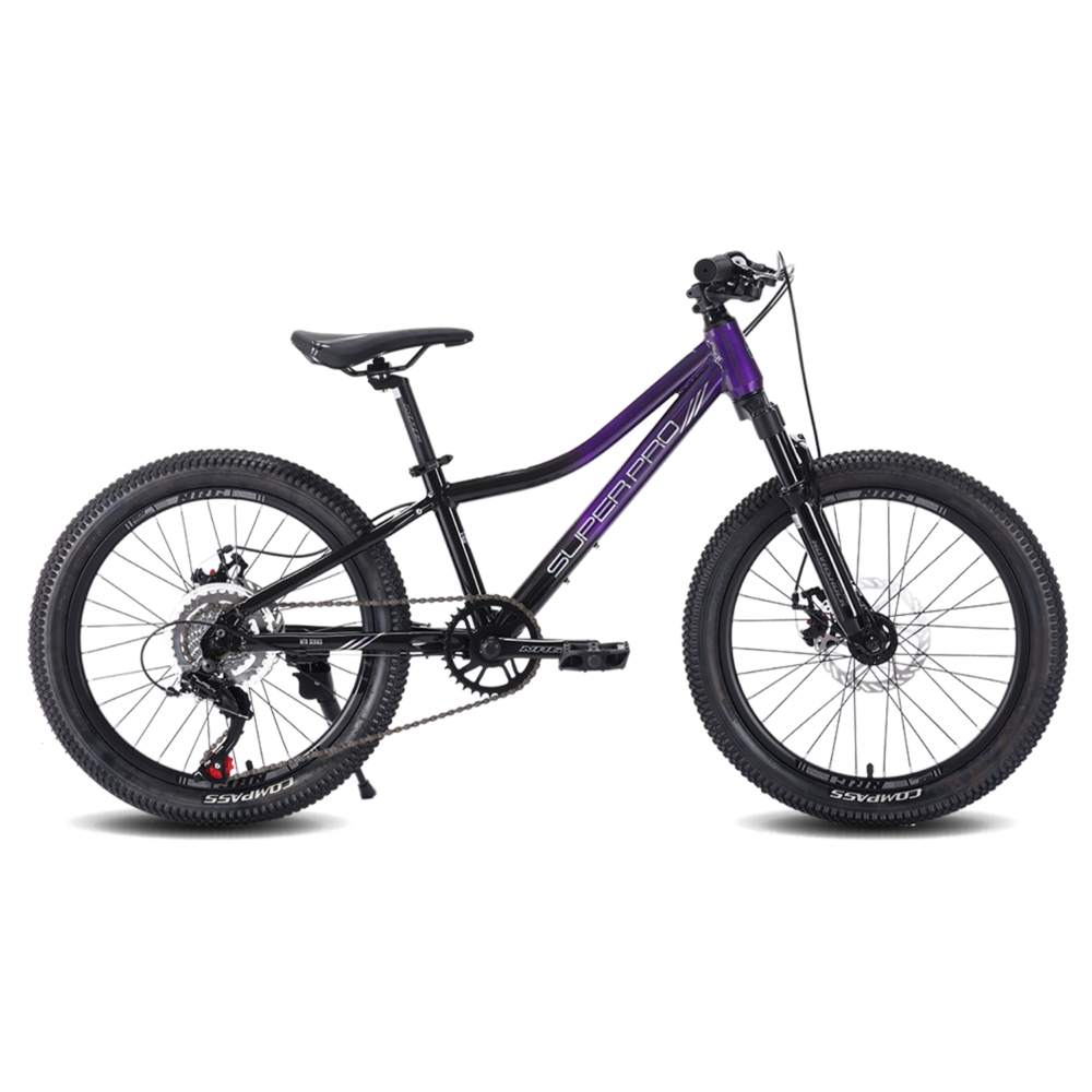 BI25620-047 Bicicleta MTB Super Pro NRG 7V Frenos Mecánicos H. Suspensión 20" Morada Reflectiva