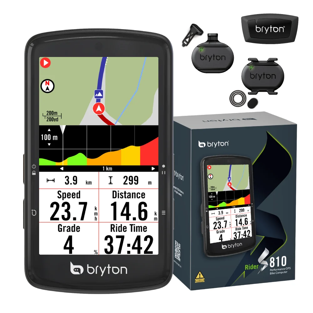 Ciclocomputador Bryton Rider S810T Sensor+Frecuencia Cardiaca+Cadencia+Sensor Velocidad + Base Nor + Cable y Cordón